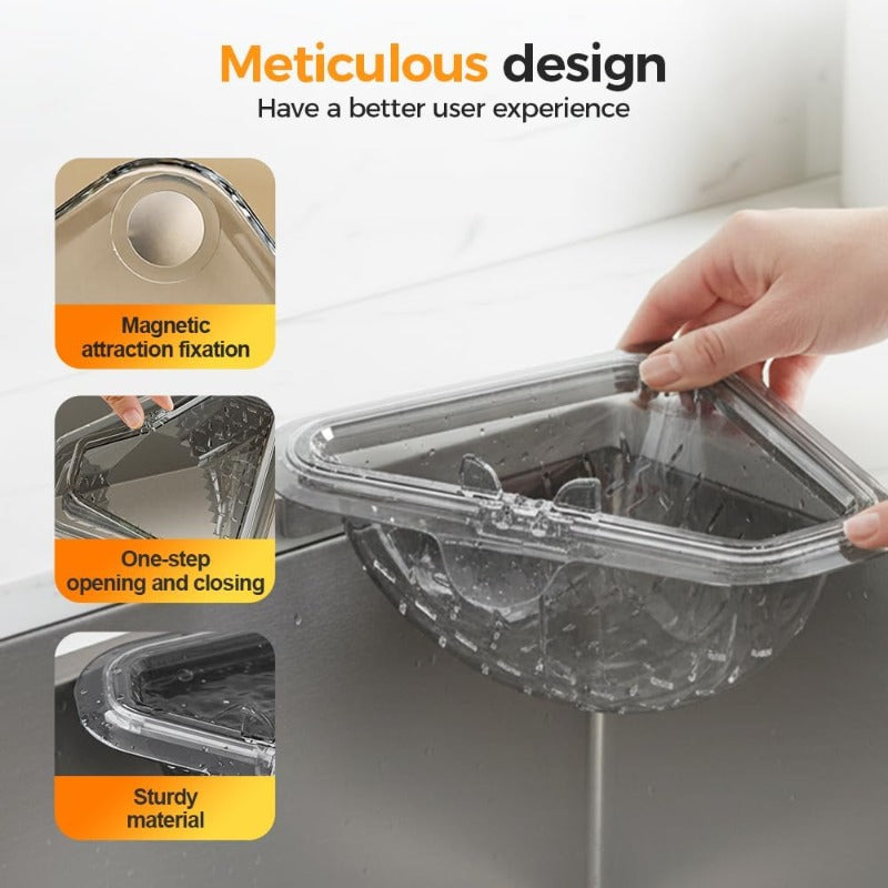 🧺🔄Magnetic Sink Drain Basket🖐️ No-Touch Sink Strainer – Press, tip & keep your hands clean. 🧲 Magnetic, 📐 space-saving & 🧺 mess-free.