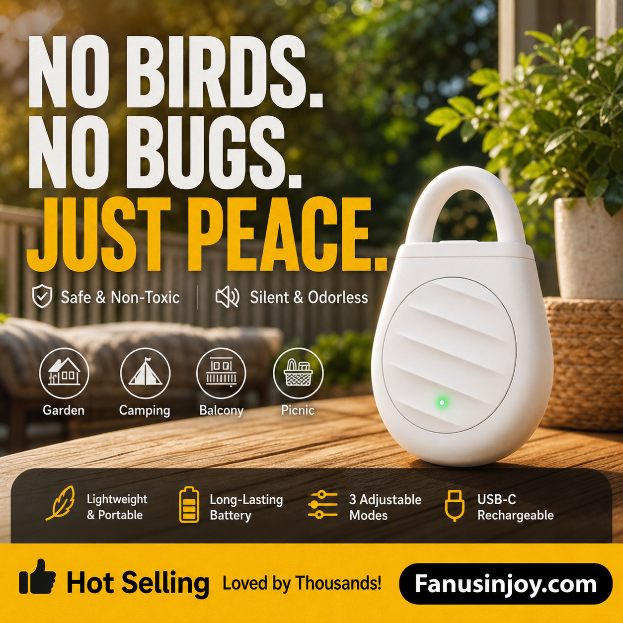 🏆 Last Day Special Price £16.99 ! 🐦Buy 2 Get 1 Free🎁No more trouble from birds, beasts and locusts！Portable Ultrasonic Bird Repellent Keychain