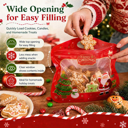 💖LAST DAY SALE 50% OFF!!🎁Easy Fill, Easy Seal🎄 Festive Self-Seal Treat Bags – Santa & Snowman Print | Resealable, Food-Safe & Perfect for Cookies, Chocolates & Little Gifts 🎅⛄