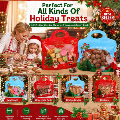 💖LAST DAY SALE 50% OFF!!🎁Easy Fill, Easy Seal🎄 Festive Self-Seal Treat Bags – Santa & Snowman Print | Resealable, Food-Safe & Perfect for Cookies, Chocolates & Little Gifts 🎅⛄