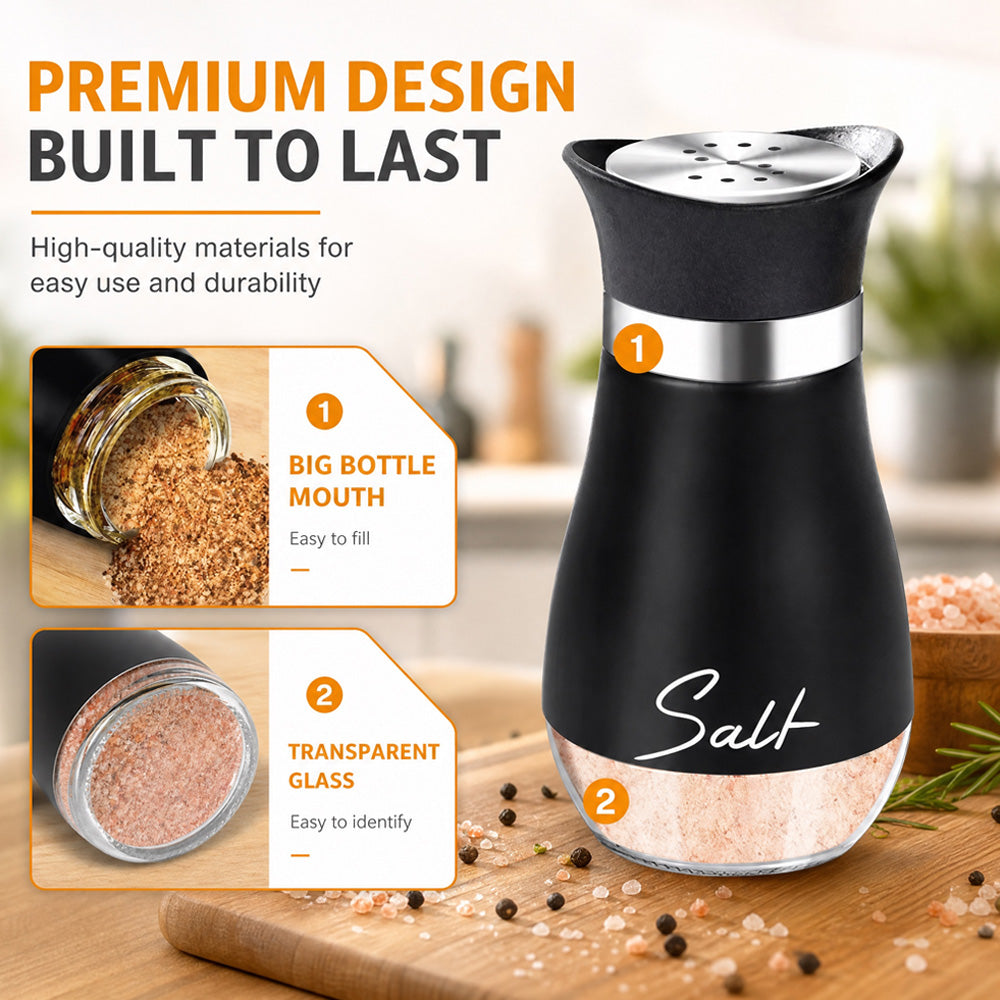🔥🔥🔥 HOT SALE ！！ ! 🐧 Penguin Design Salt and Pepper Shaker Set, Transparent Glass Bottom Seasoning Dispenser, Large‑Mouth Refillable Spice Container for Kitchen Countertop