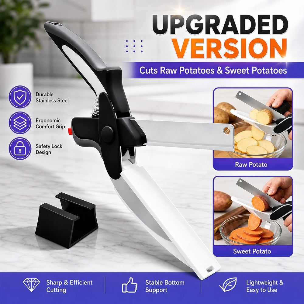 🧑‍🍳 2 in 1 Kitchen Scissors for Food - Stainless Steel Cutting Board Scissors with Safety Lock