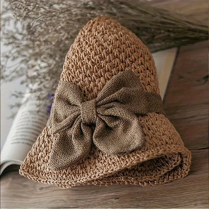🧢 48% OFF NOW! 🌞 Elegant Woven Straw Sun Hat with Bow – Breathable, Foldable & Perfect for Beach & Travel 👒