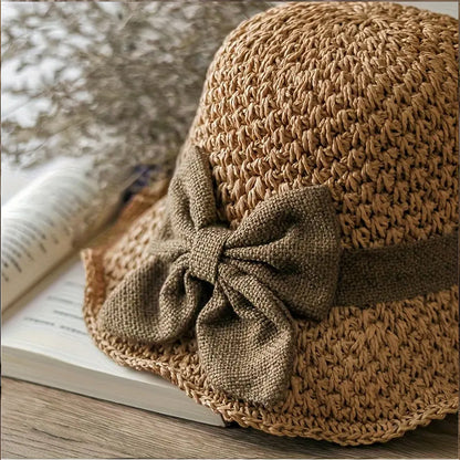 🧢 48% OFF NOW! 🌞 Elegant Woven Straw Sun Hat with Bow – Breathable, Foldable & Perfect for Beach & Travel 👒