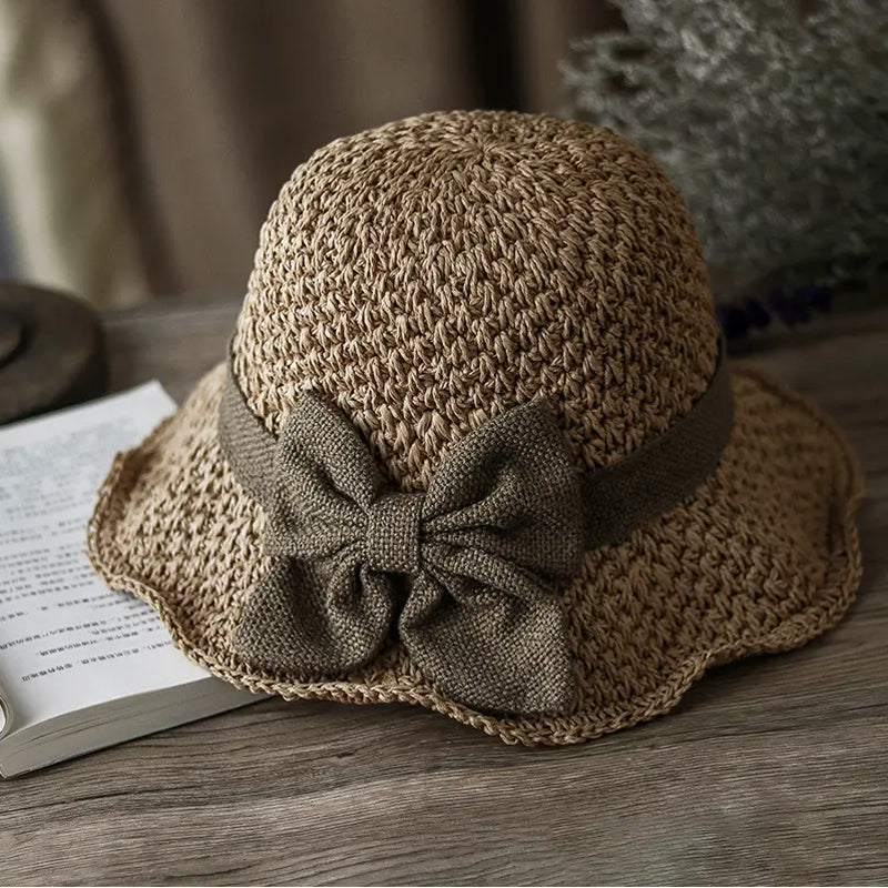 🧢 48% OFF NOW! 🌞 Elegant Woven Straw Sun Hat with Bow – Breathable, Foldable & Perfect for Beach & Travel 👒