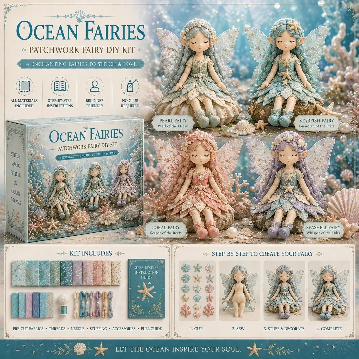🥳2026 HOT SALE🥳💞50K+ SOLD!🧵✨ 50% OFF! Fairy Patchwork DIY Collection – Stitch 4 unique fairies, create keepsakes to treasure. Perfect for craft lovers & magical gifts! 🧚‍♀️💫