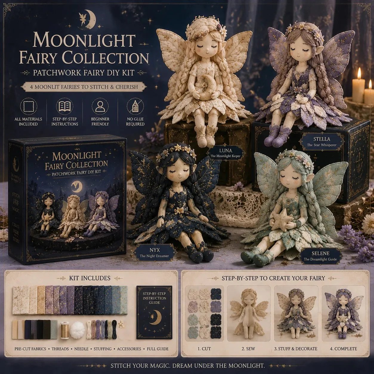 🥳2026 HOT SALE🥳💞50K+ SOLD!🧵✨ 50% OFF! Fairy Patchwork DIY Collection – Stitch 4 unique fairies, create keepsakes to treasure. Perfect for craft lovers & magical gifts! 🧚‍♀️💫