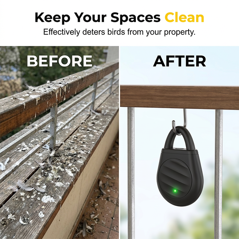 🏆 Last Day Special Price £16.99 ! 🐦Buy 2 Get 1 Free🎁No more trouble from birds, beasts and locusts！Portable Ultrasonic Bird Repellent Keychain