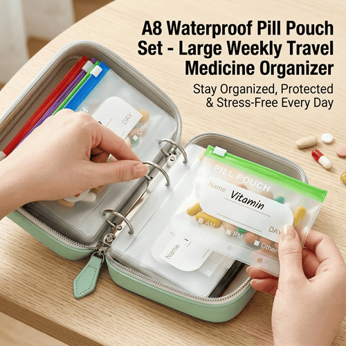 🥳2026 HOT SALE💞UP TO 50% OFF!!💊 A8 Waterproof 14 Color-cc Organizer – Portable Binder-Style Weekly Travel Medicine Storage Case for Pills, Vitamins & Supplements