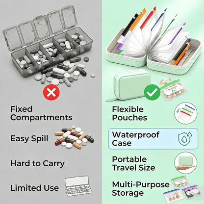 🥳2026 HOT SALE💞UP TO 50% OFF!!💊 A8 Waterproof 14 Color-cc Organizer – Portable Binder-Style Weekly Travel Medicine Storage Case for Pills, Vitamins & Supplements