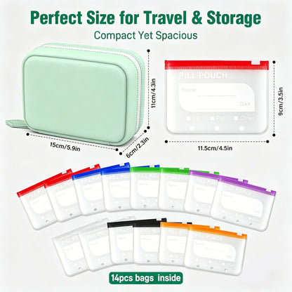 🥳2026 HOT SALE💞UP TO 50% OFF!!💊 A8 Waterproof 14 Color-cc Organizer – Portable Binder-Style Weekly Travel Medicine Storage Case for Pills, Vitamins & Supplements