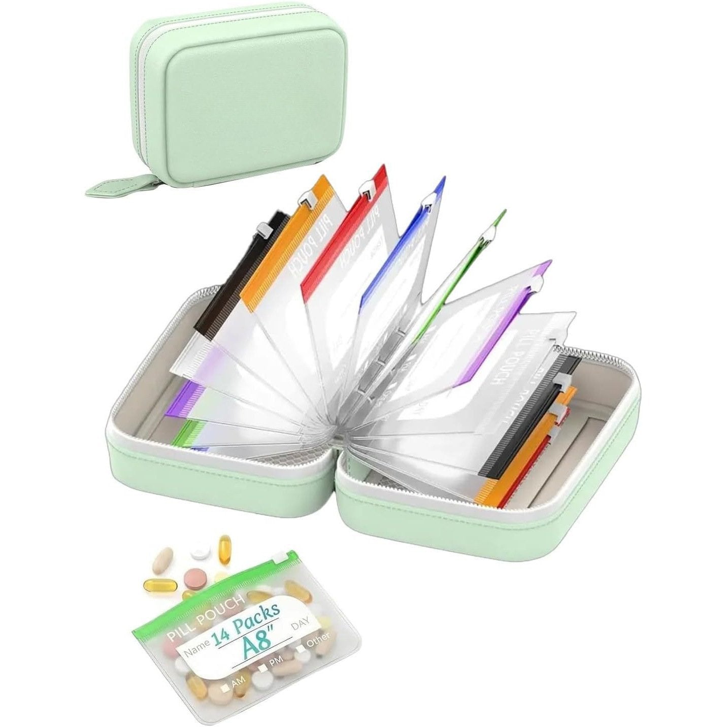 🥳2026 HOT SALE💞UP TO 50% OFF!!💊 A8 Waterproof 14 Color-cc Organizer – Portable Binder-Style Weekly Travel Medicine Storage Case for Pills, Vitamins & Supplements