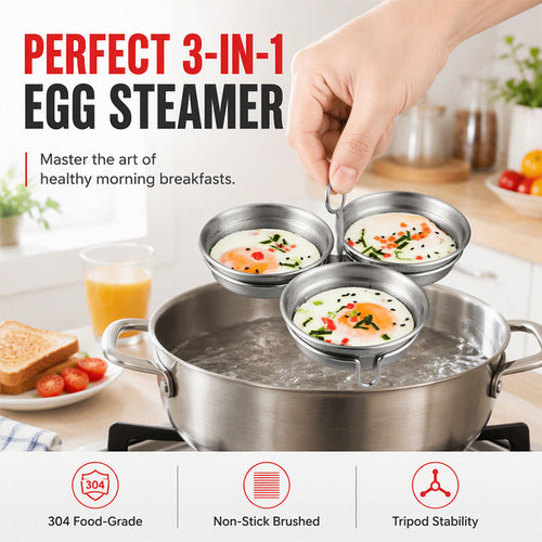 🎁2026 New Arrivals 50% OFF💥3-in-1 Stainless Steel Egg Poacher – Poach, Steam, Bake – 304 Steel, Non-Stick Release, One Pan, Endless Breakfasts ✨
