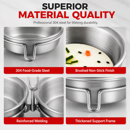 🎁2026 New Arrivals 50% OFF💥3-in-1 Stainless Steel Egg Poacher – Poach, Steam, Bake – 304 Steel, Non-Stick Release, One Pan, Endless Breakfasts ✨