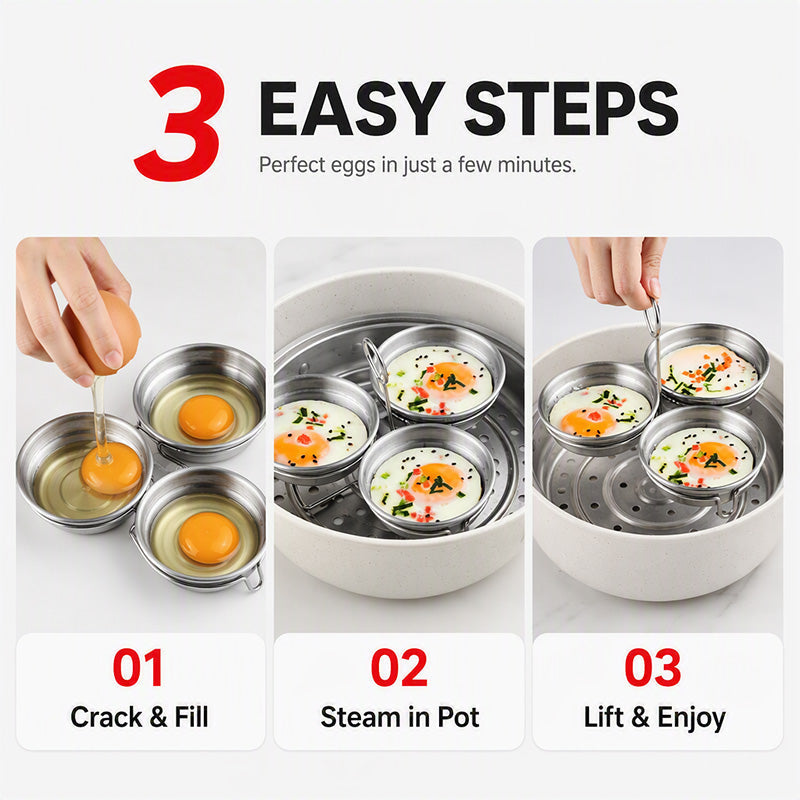 🎁2026 New Arrivals 50% OFF💥3-in-1 Stainless Steel Egg Poacher – Poach, Steam, Bake – 304 Steel, Non-Stick Release, One Pan, Endless Breakfasts ✨