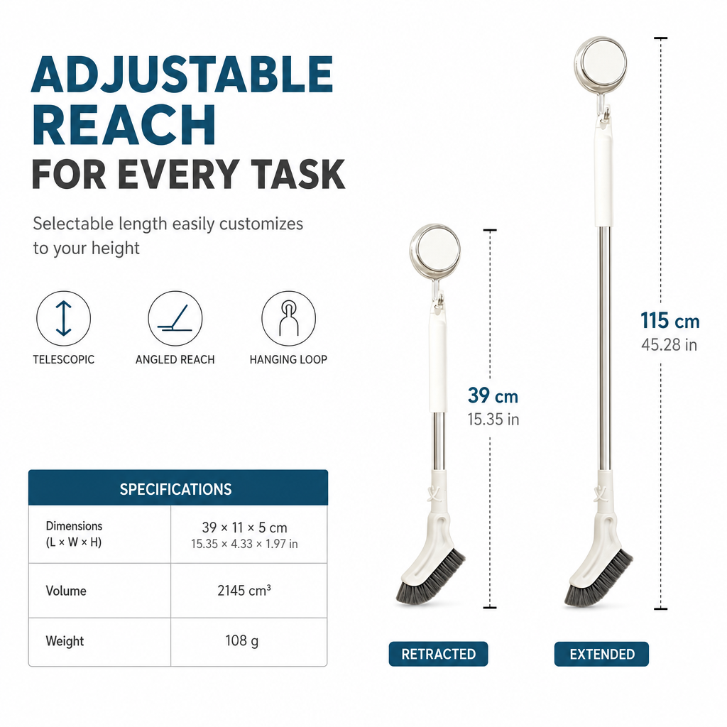 🎉 EXCLUSIVE OFFER 🧹 Buy 2, Get 1 Free + Free Hook 🎁  Multifunctional Extendable Long-Handle Floor Cleaning Brush