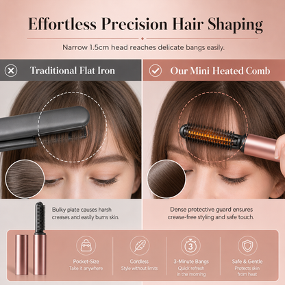 Add Crown Volume Instantly! Cordless Heated Bangs Styling Comb